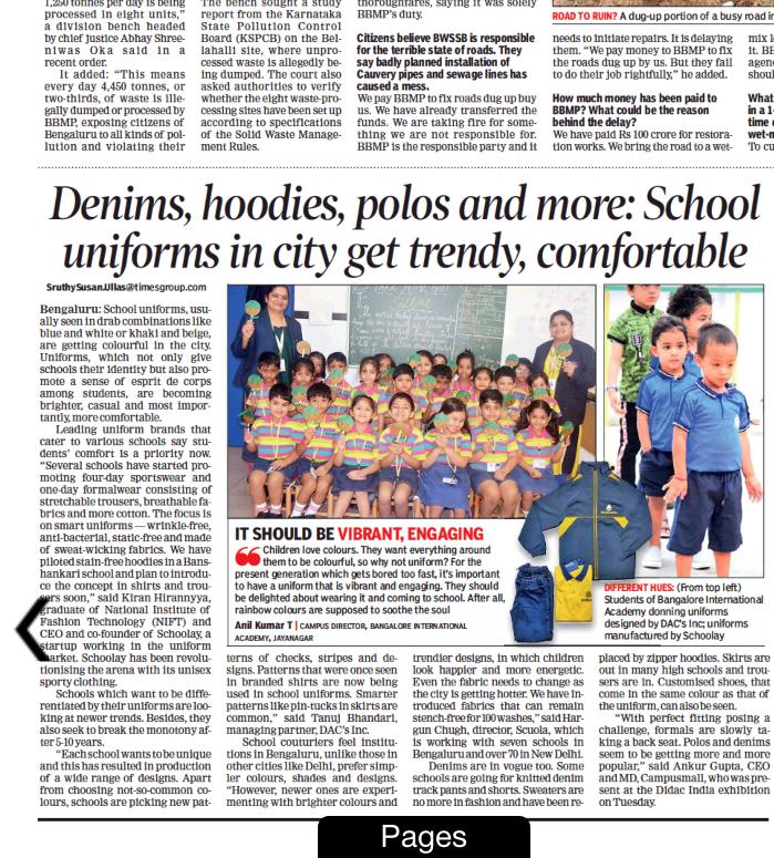 Times of India - Denims, hoodies, polos: School uniforms get trendy, comfortable