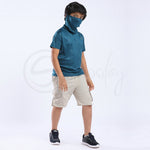 Defender Turtle Neck Teal Blue Mask Tee Matrix design