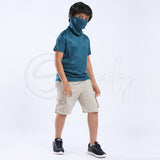 Defender Turtle Neck Teal Blue Mask Tee Matrix design