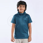 Defender Turtle Neck Teal Blue Mask Tee Matrix design