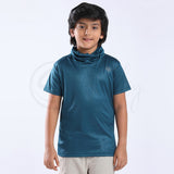 Defender Turtle Neck Teal Blue Mask Tee Matrix design