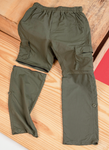 Olive 4 in 1 Convertible Cargos Full Pant, three quarters, Shorts and Pouch