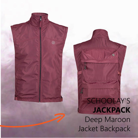 Maroon JackPack Jacket and Backpack Core Functionality