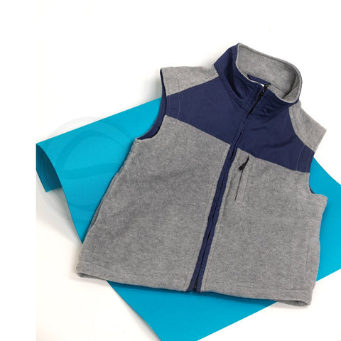 Polar English Fleece Bomber Vest Light Grey & Blue