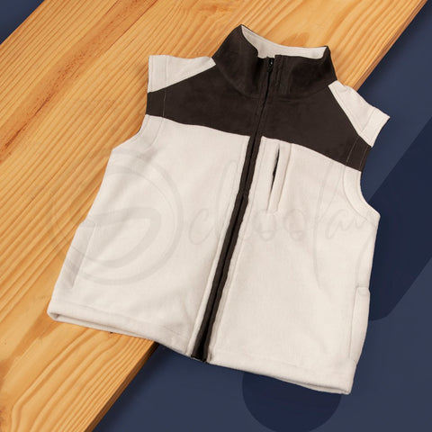 Polar English Fleece Bomber Vest Beige & Brown