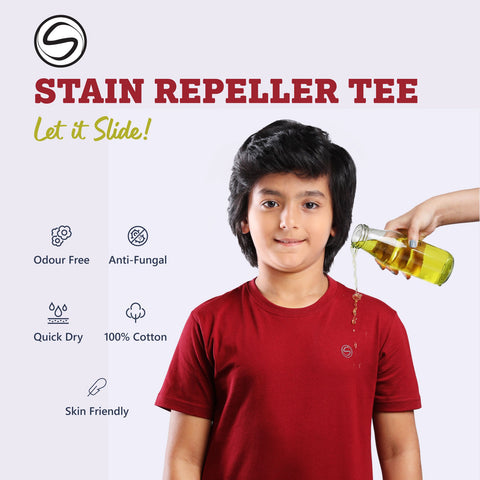 Stain Repeller Solid Maroon Tee