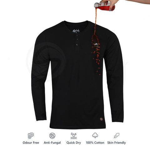 Zero Stain 100% Premium Cotton Full Sleeve Henley T-shirt