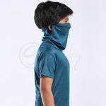 Defender - Turtle Neck Teal Blue Mask Tee Matrix design