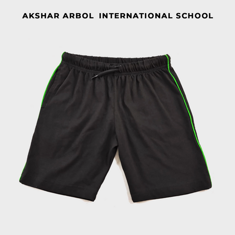 Akshar Arbol Dark Grey Shorts with Green Piping (ELC1- G5)
