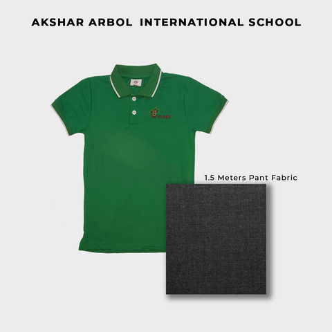 Akshar Arbol Green Uniform T-Shirt & Pant Fabric Set (G6- G12)